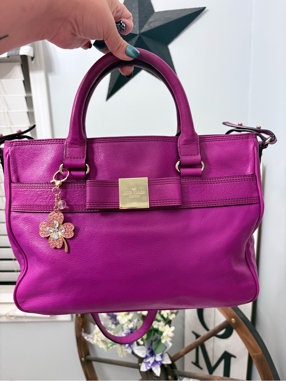 KATE SPADE ♠️ Vibrant Magenta Leather Satchel: see callouts